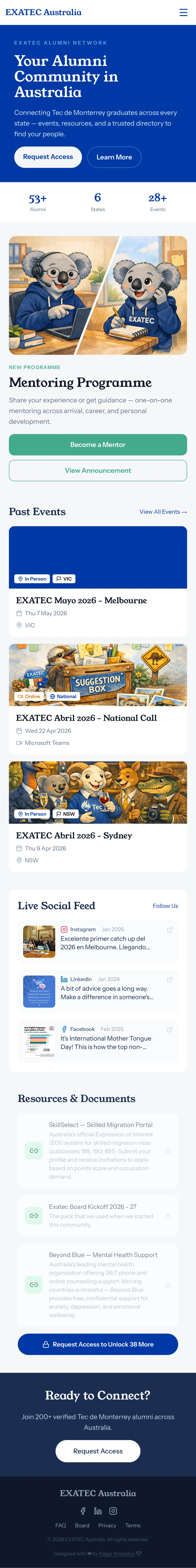 The community front page on a phone