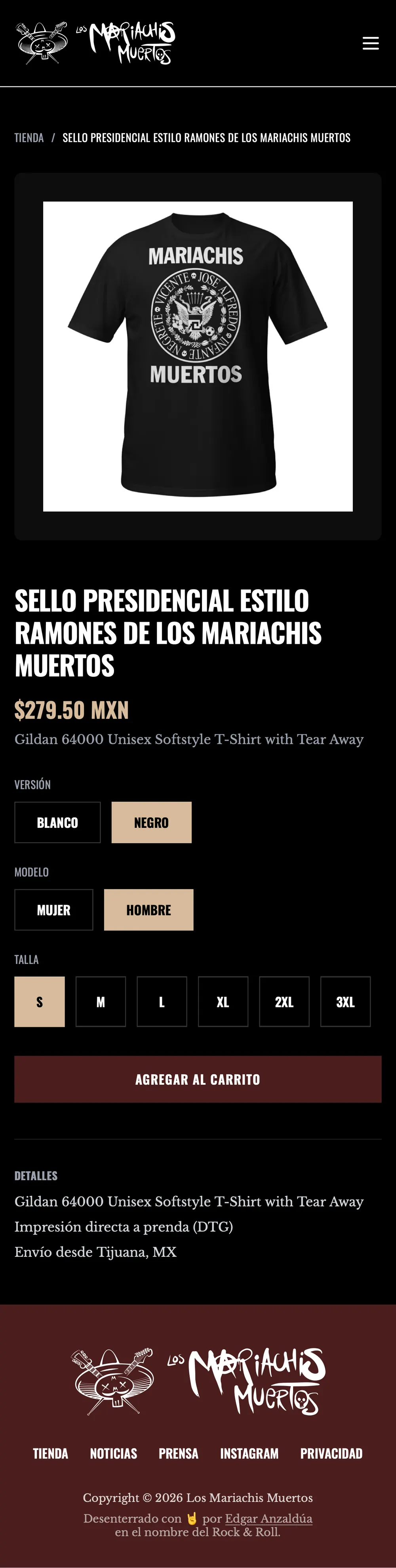 A product page on a phone